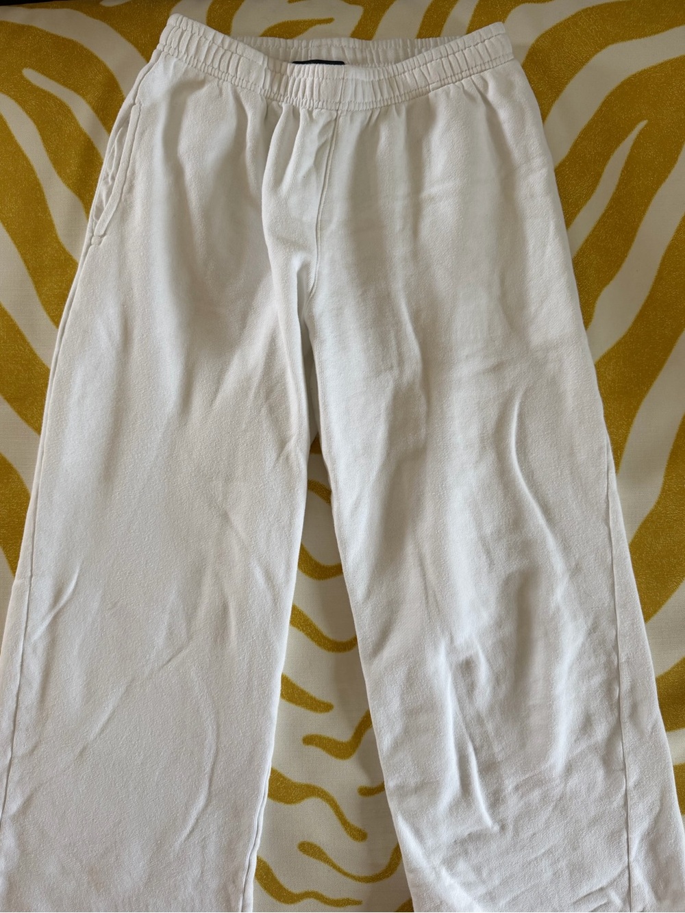 Brandy Melville White Elastic-Waist Wide Leg Sweatpants